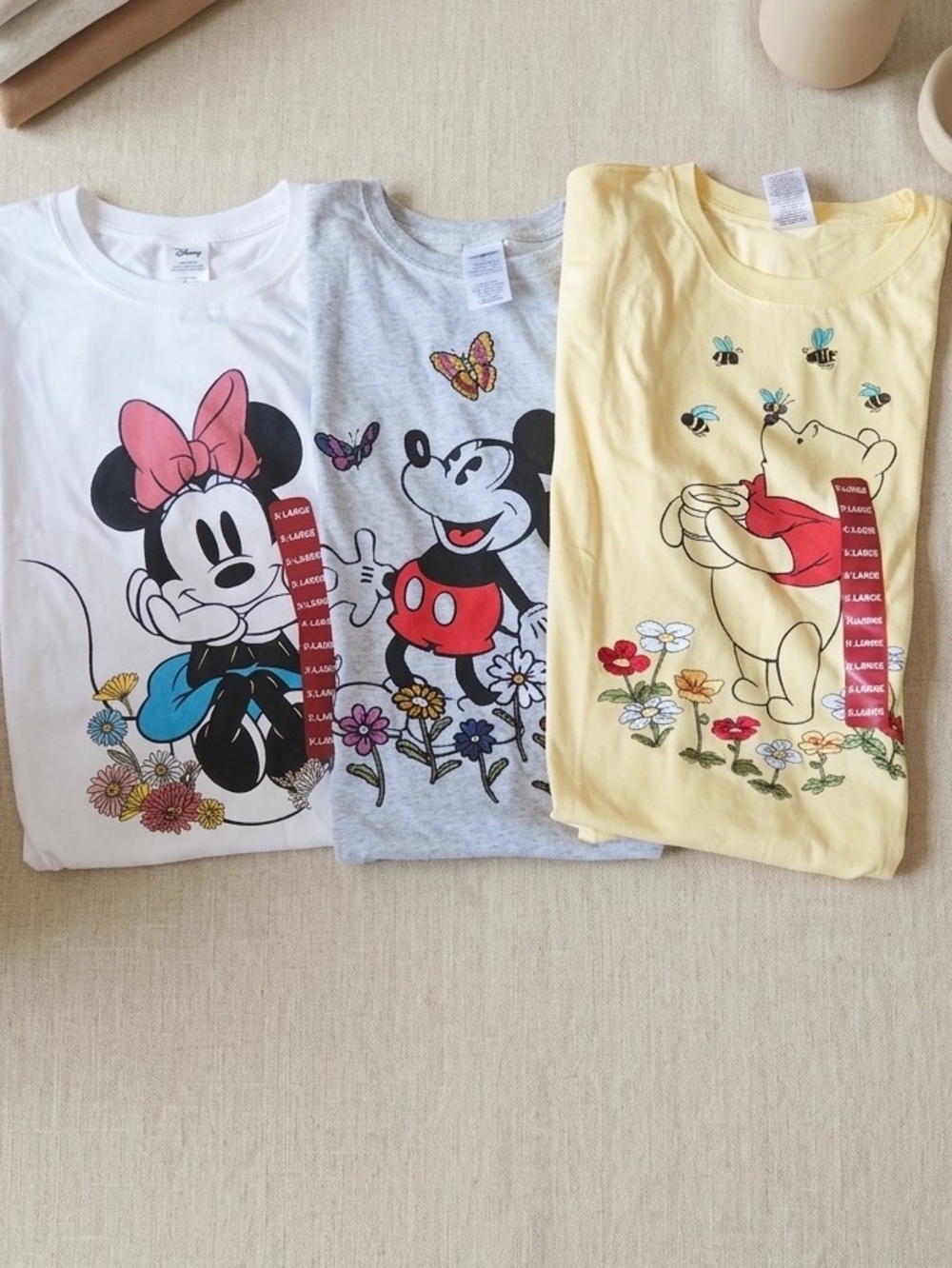 Adorable Embroidered Disney Tee Set: Minnie, Mickey & Pooh - Womens XL